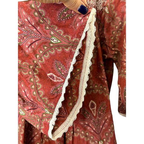 RACHEL ZOE Boho Floral Embroidered Short Sleeve Top Women's Medium Loose Fit - Picture 5 of 8